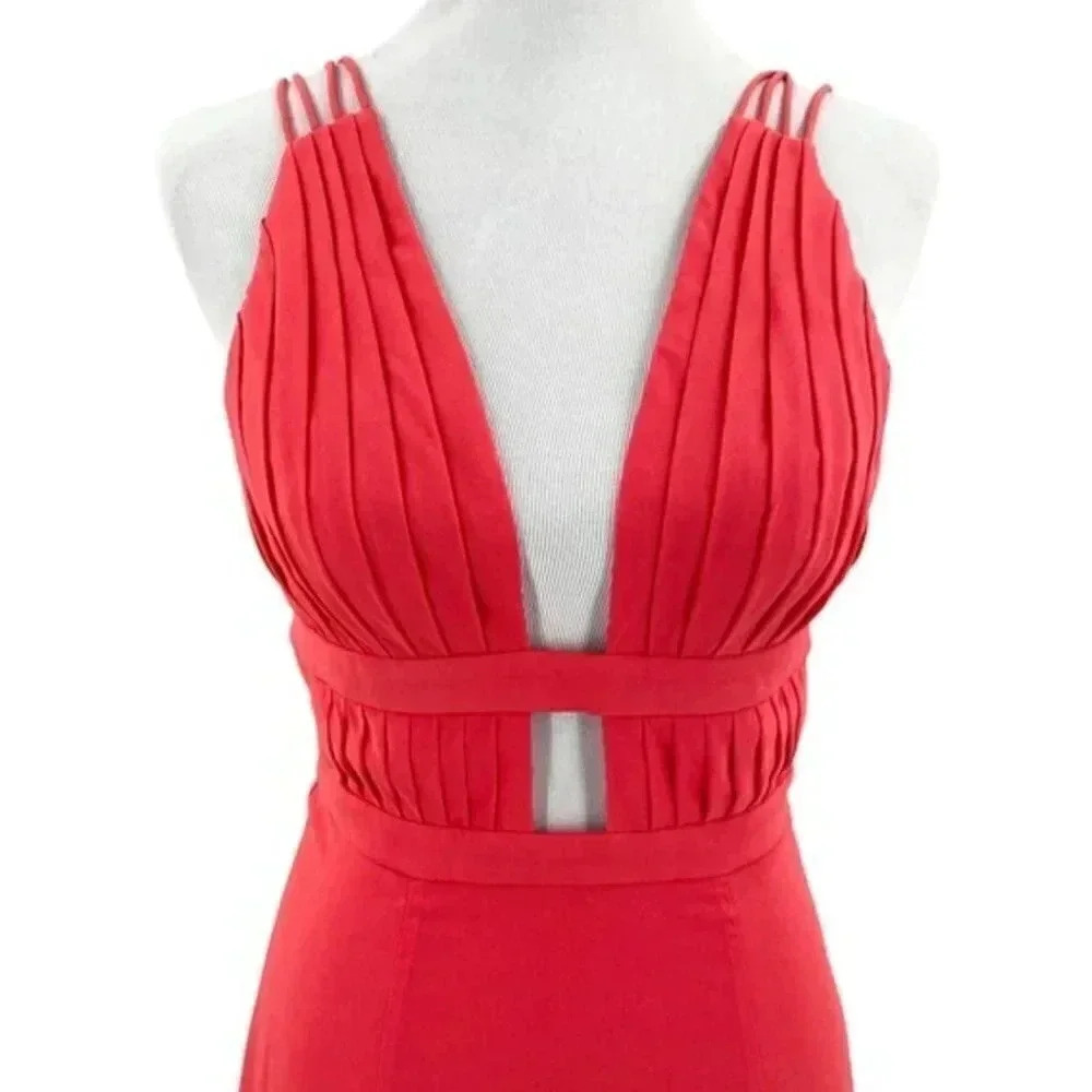 NWT Fame And Partners Watermelon Pink Plunging Cut Out Gladiator Mini Dress 10 - Picture 5 of 11
